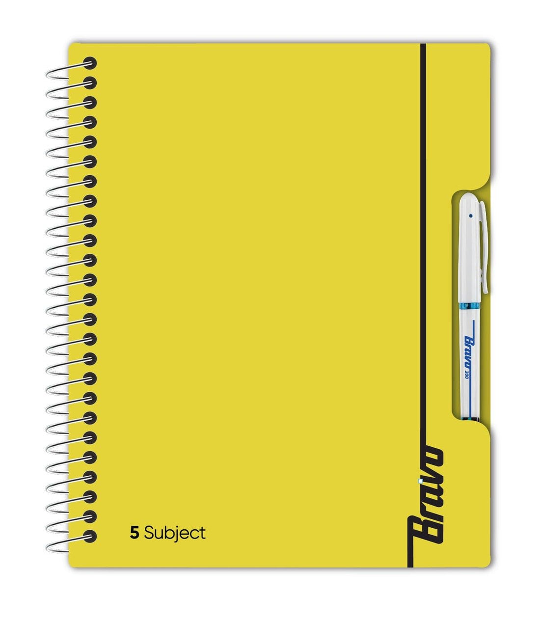 Bravo New Notebook 5 Subjects, 200 Sheets, 27.3 cm x 19.8 cm Size, Yellow