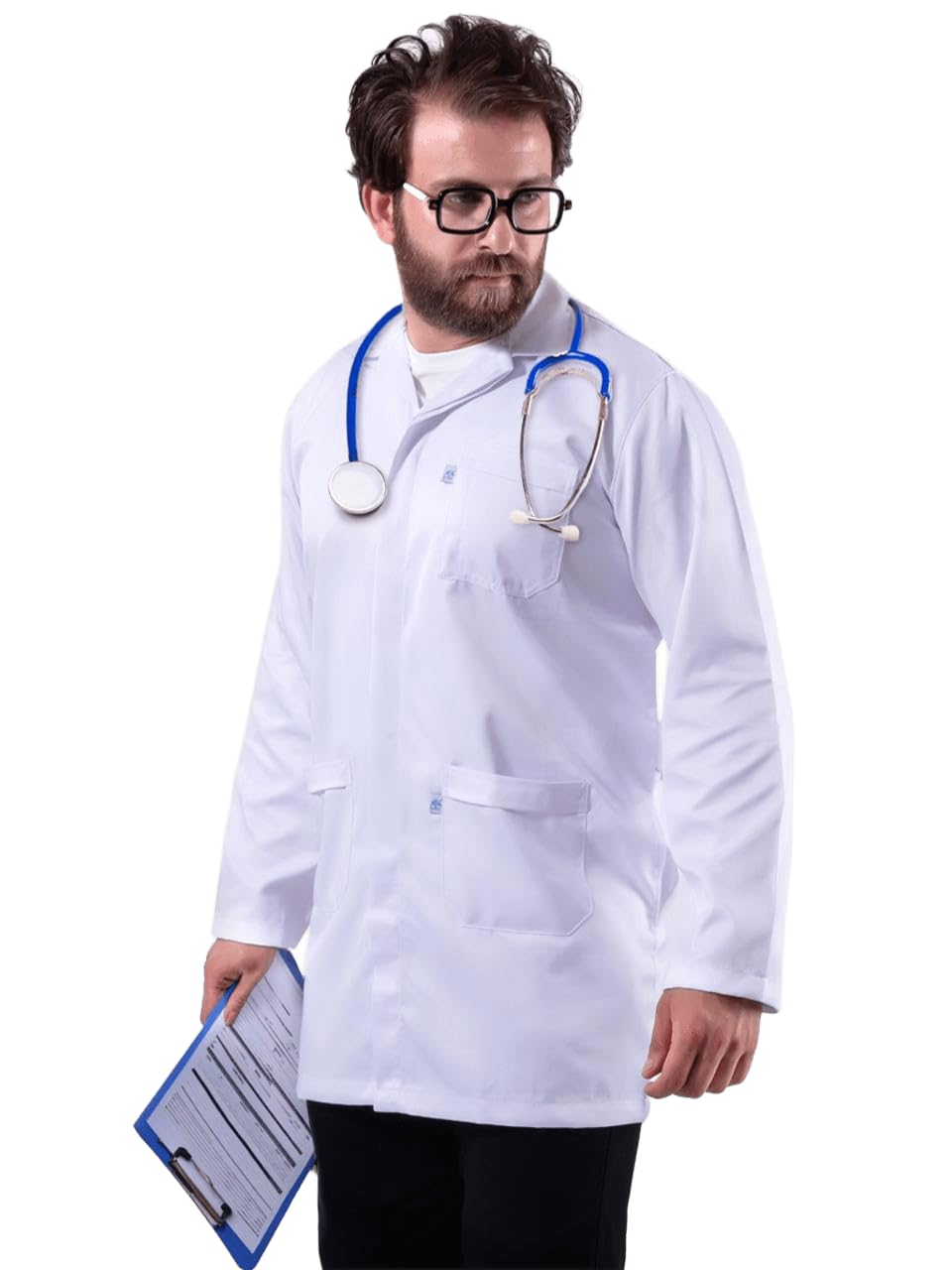 Dr Uniform Premium Classic Lab Coat for Men, White, Professional Medical Coat