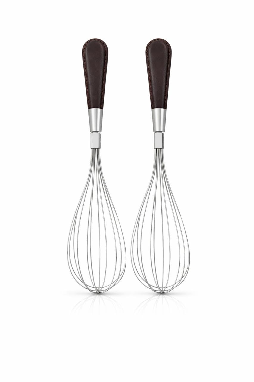 25cm Stainless Steel Balloon Whisk with Ergonomic Non-Slip Handle – Heavy Duty Egg Beater for Baking, Cream, Batter & Sauces – Kitchen Hand Mixer – 1/2 / 3 Piece Options (2 Pieces)