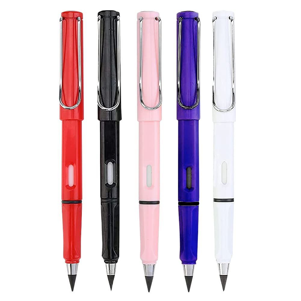 BASTOUR Perpetual Pencil, 5PC Reusable Inkless Pencil, Portable, With Eraser, For Writing And Drawing