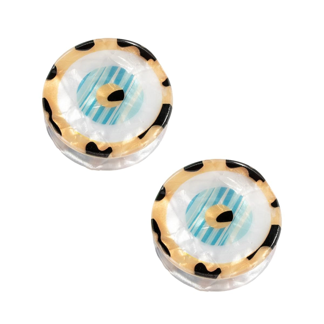 Circle Evil Eye Hair Clip,PVC Hair Claw,Small Hair Clips for Women,Pack of 2,Tortoiseshell