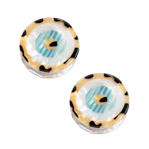 Circle Evil Eye Hair Clip,PVC Hair Claw,Small Hair Clips for Women,Pack of 2,Tortoiseshell