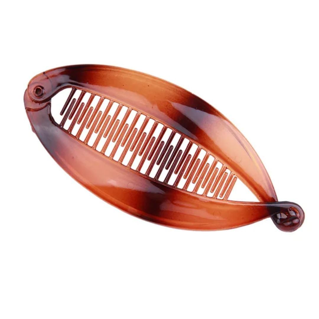 ZonShop Banana Hair Clips Banana Fish Hair Clips Colorful Pieces 14cm for Women Girls Retro French Fishtail Hair Clip (Brown)
