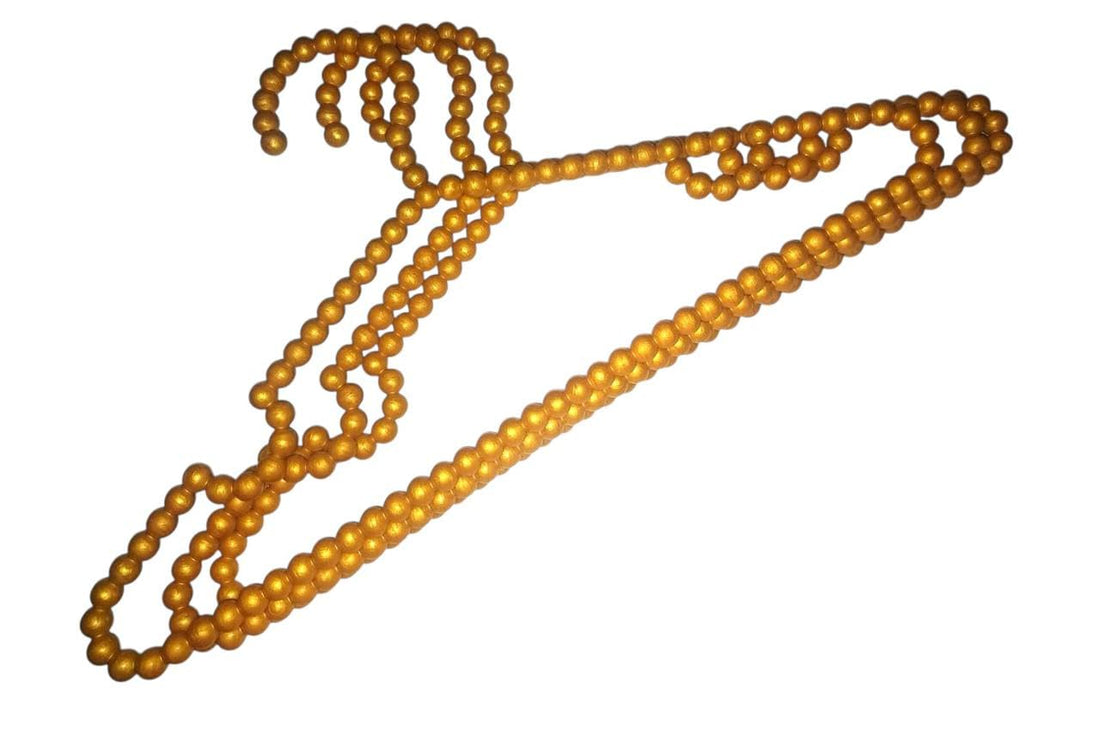 Downtown 3-Piece Elegant Pearl Beaded Hangers Set, Gold Decorative Closet Organisers for Dresses and Coats, Aesthetic Fashion Hangers for Wedding Gowns, Special Occasions and Stylish Closets