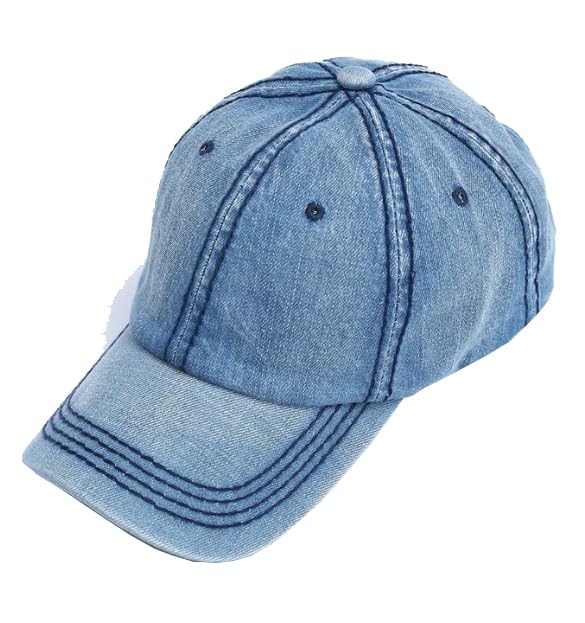 Imported Jeans Cap - High Material & Tight Fit - Durable Closure Stitching - Back Belt with Metal Buckle to Control Size to Fit All