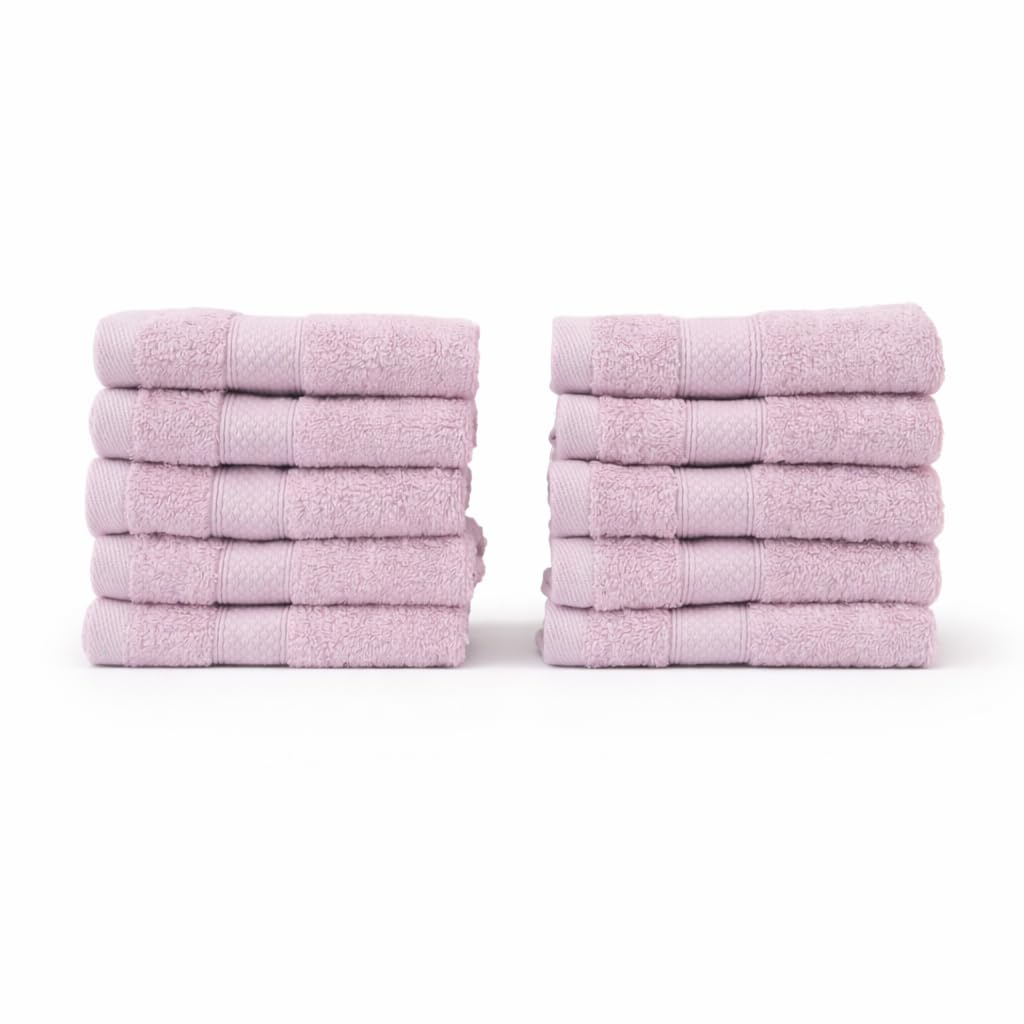 Guest Towel Set 100% Cotton | Cairo Brand 600 GSM | Pack 5 or 10 Pieces | Size 30 x 30 cm | Highly Absorbent (10, Lavender)
