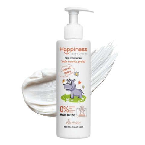 Happiness Baby Skin Moisturizer, body lotion with a soft texture, long-lasting hydration and softness from head to toe, Gentle on baby skin and suitable for sensitive skin, 100 gm