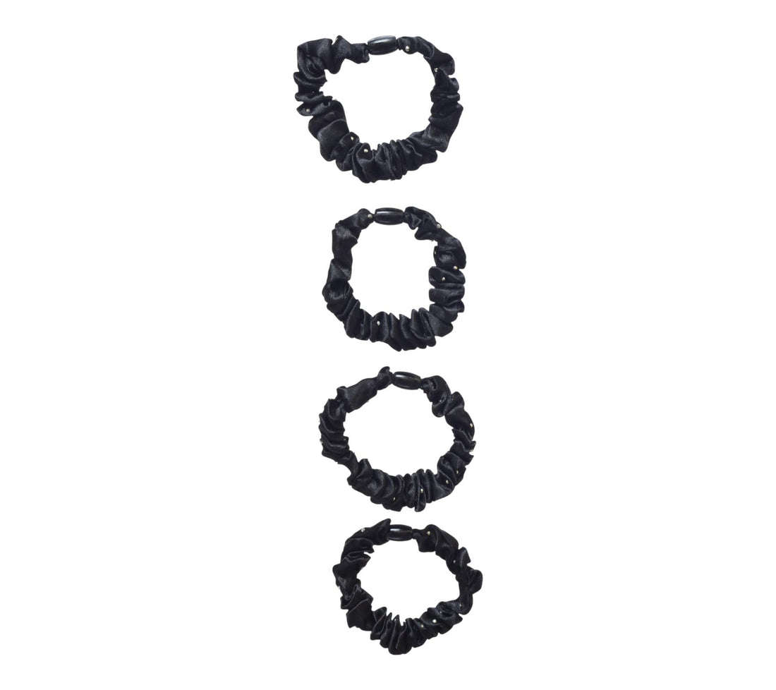 Daphne 4-Piece Girls' Cotton Hair Ties - Black