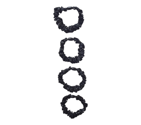 Daphne 4-Piece Girls' Cotton Hair Ties - Black
