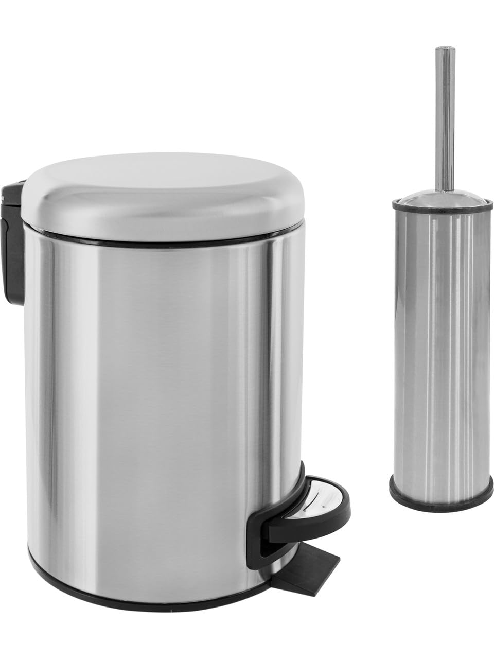 Elite Series Bathroom Set of 2 Antifenger Dustbin & Colossette Brush Stainless Chrome 3 Litres