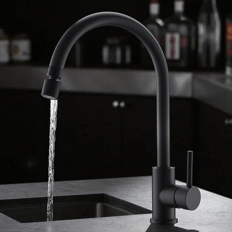 Kitchen Faucet 360° Rotating Stainless Steel with Built-in Filter Hot and Cold Water Purifier for Kitchen and Bar Hotel (Black Faucet)
