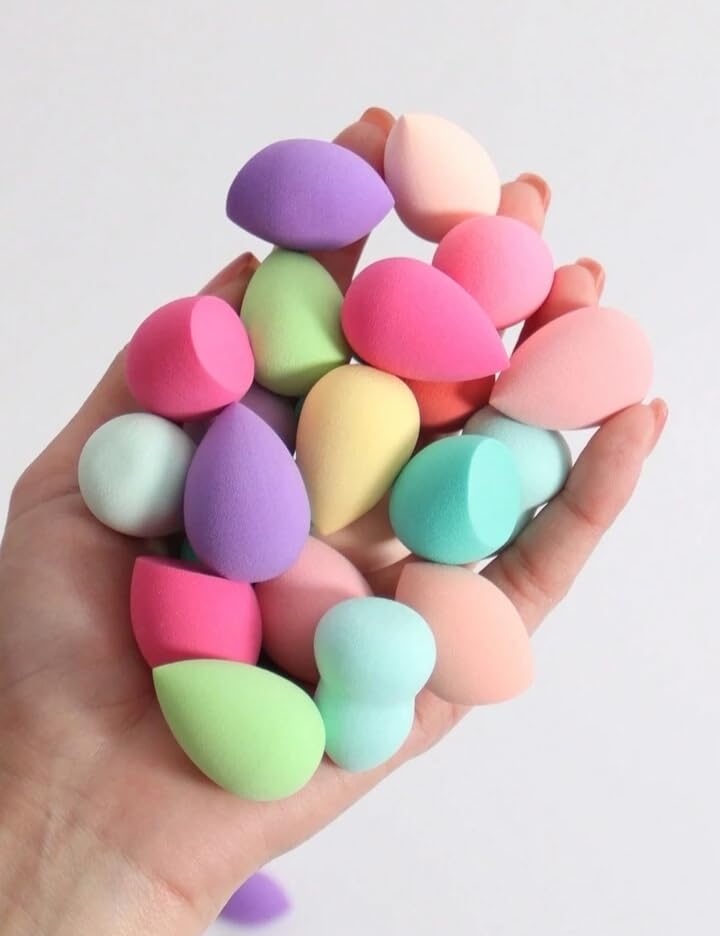 Beauty Blender, 4 Pieces Mini Makeup Blender Beauty Sponge Set, Foundation Blending Sponge for Liquid, Cream, Powder, Dual-Use Makeup Sponge Wet Dry Latex Free Makeup Sponge Beauty Blender