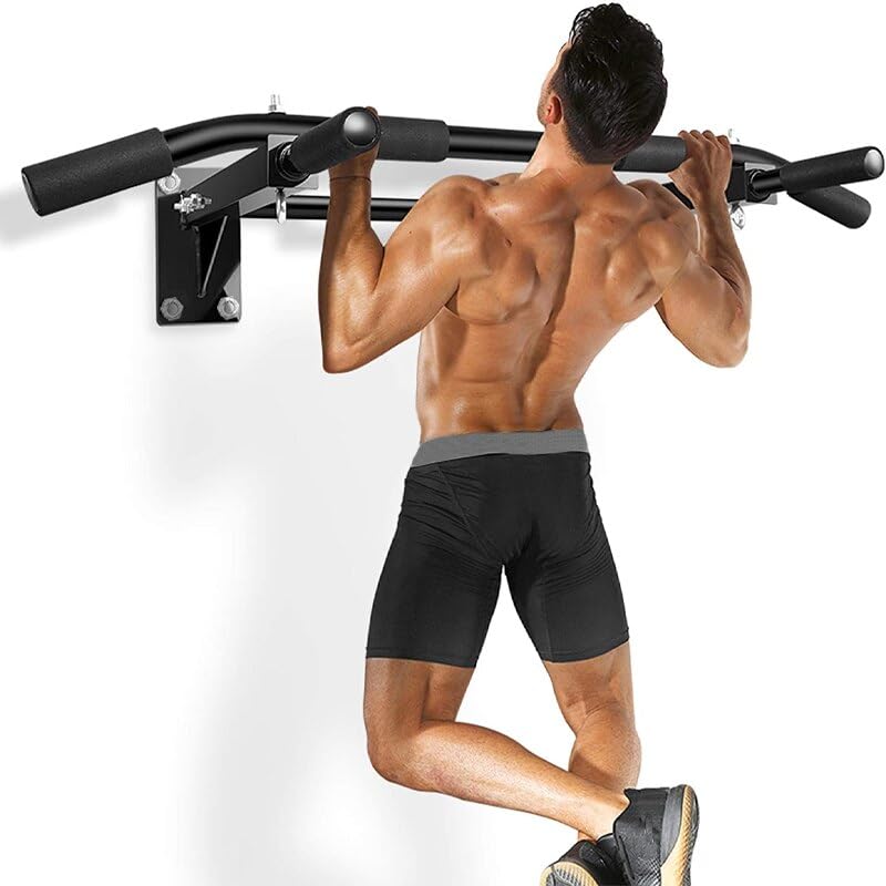 Wall-Mounted Pull-Up Bar – No Drill Installation, Home Gym Equipment for Indoor Fitness, Chin-Up Bar for Strength Training, Spine Stretching & Inverted Workouts