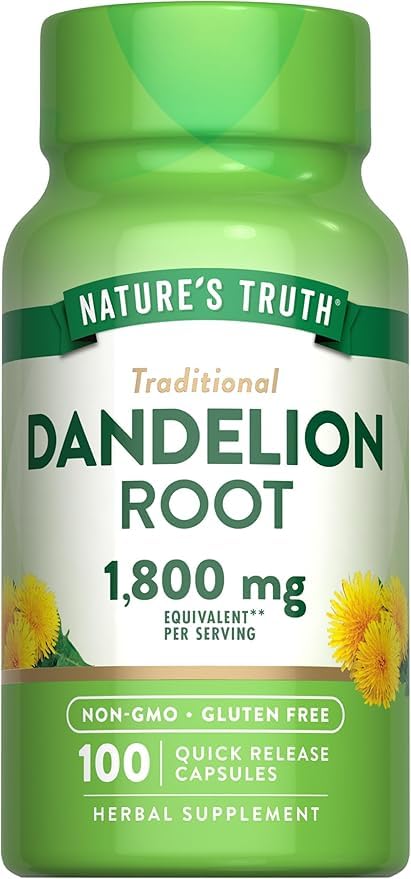 Dandelion Root Extract 1800 mg | 100 Quick Release Capsules | Natural Herbal Detox & Wellness Support