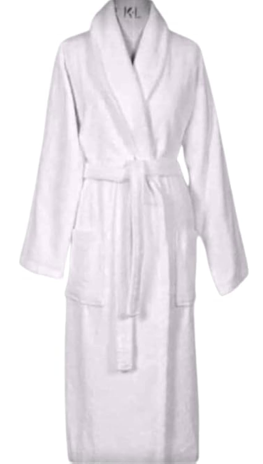 100% cotton white bath robe with belt unisex for men and women