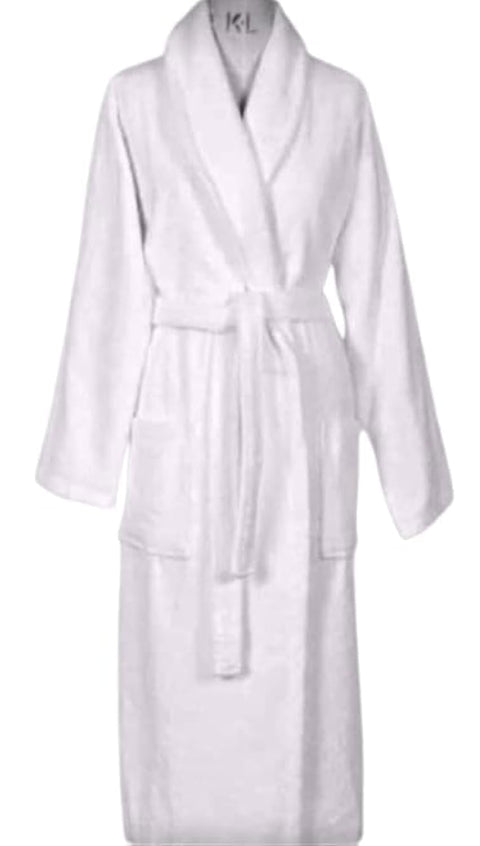100% cotton white bath robe with belt unisex for men and women