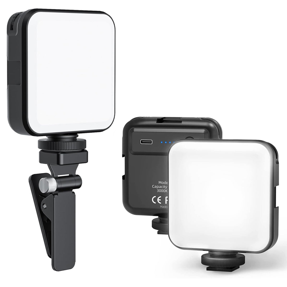 MOBILIFE LED Video Light, 100 LED Beads with Clip, 3 Cold Shoe Dimmable, Rechargeable, Compatible with Camera, Selfie Stick, Tripod, Cellphone