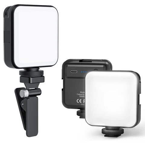 MOBILIFE LED Video Light, 100 LED Beads with Clip, 3 Cold Shoe Dimmable, Rechargeable, Compatible with Camera, Selfie Stick, Tripod, Cellphone