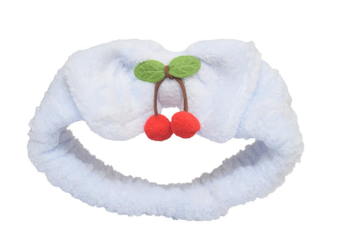 Daphne Headband With Bow & Cherry Design For Girls - Baby Blue