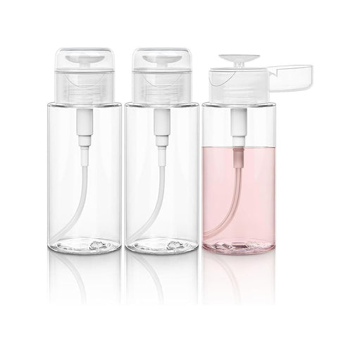 3 - Pack Down Dispenser Bottles Travel 200ml Clear Push - - Friendly Pet Plastic Containers for Makeup Remover Toner