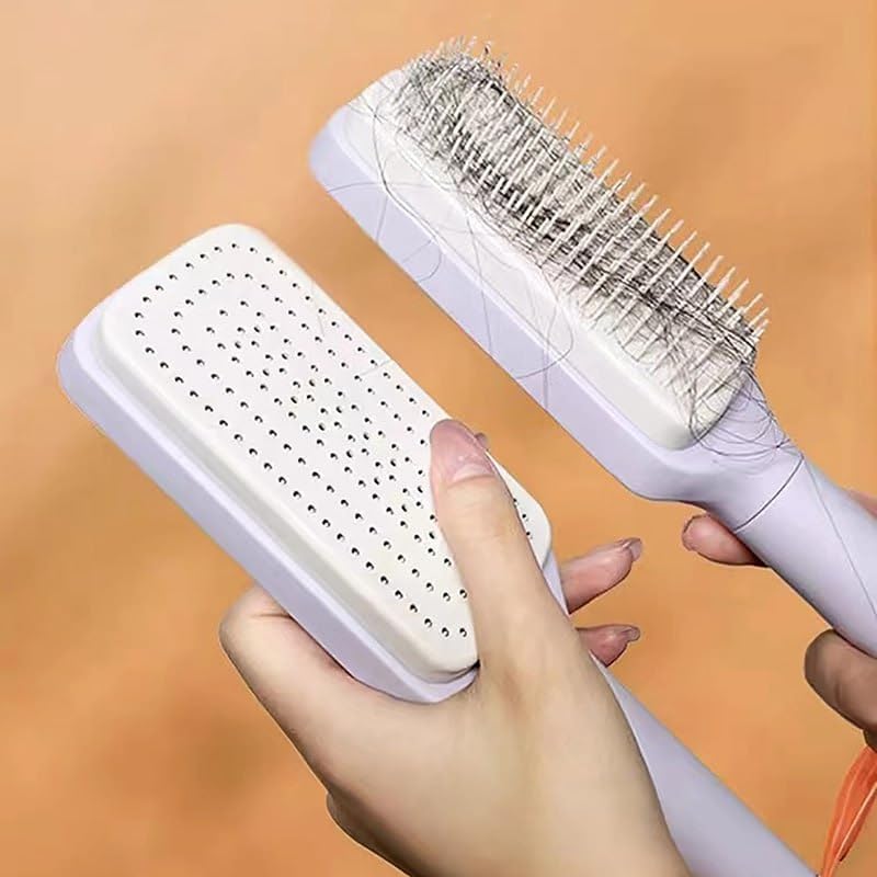 Self cleaning hairbrush and detangler - Self-cleaning detangling hairbrush for women and men, organic, no-pull hairbrush, professional brush for detangling wet and dry hair