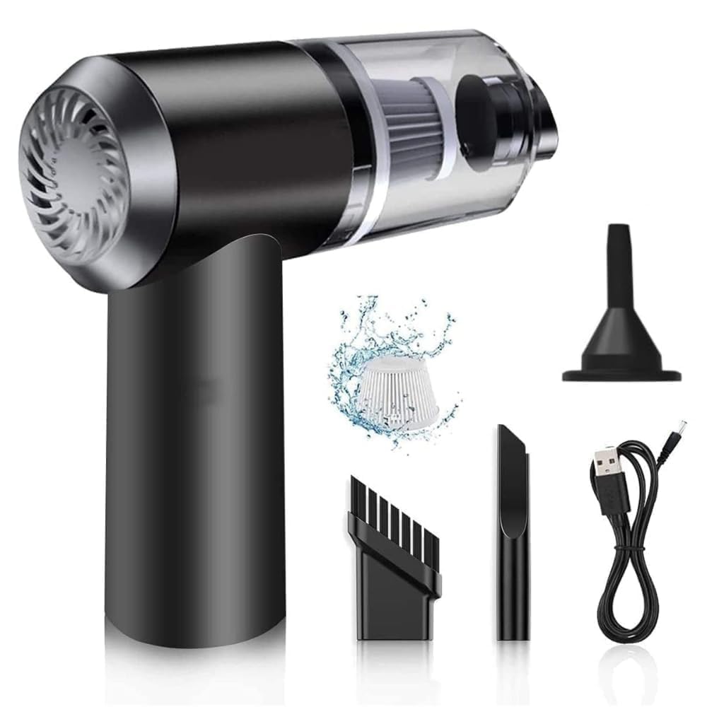 3IN1 Portable Car Vacuum Cleaner with Blower | USB Rechargeable Wireless Handheld Car Vacuum Cleaner Traveling, Camping Reusable,Portable,Rechargeable (Black)