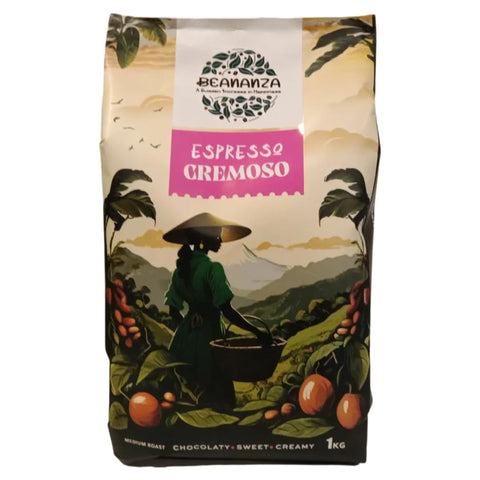 Benanza Espresso Roasted Coffee Beans (1kg, Cremoso)
