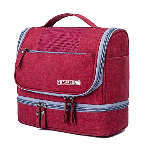 Travel Makeup Bag Organizer Water Resistant Toiletry Cosmetic Case with Hanging Hook Multiple Pockets Accessories Storage Pouch for Travel Suitcases