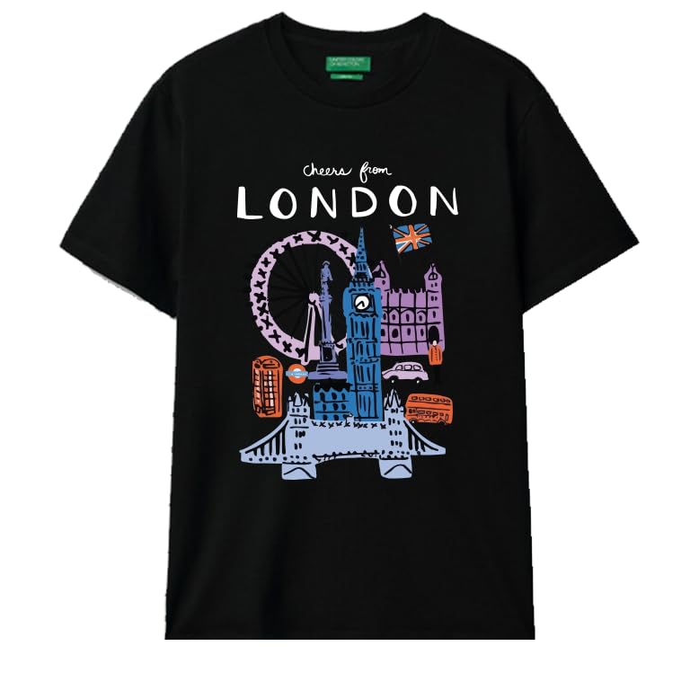 T-Shirt Black,from London Graphic,Casual Style Size (L)