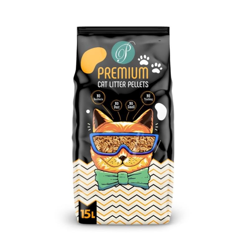 Premium Cat Litter Wood Pellets Natural 15L – Dust-Free, Odor-Control, No Tracking, Anti-Bacterial – Safe for Cats and Dogs