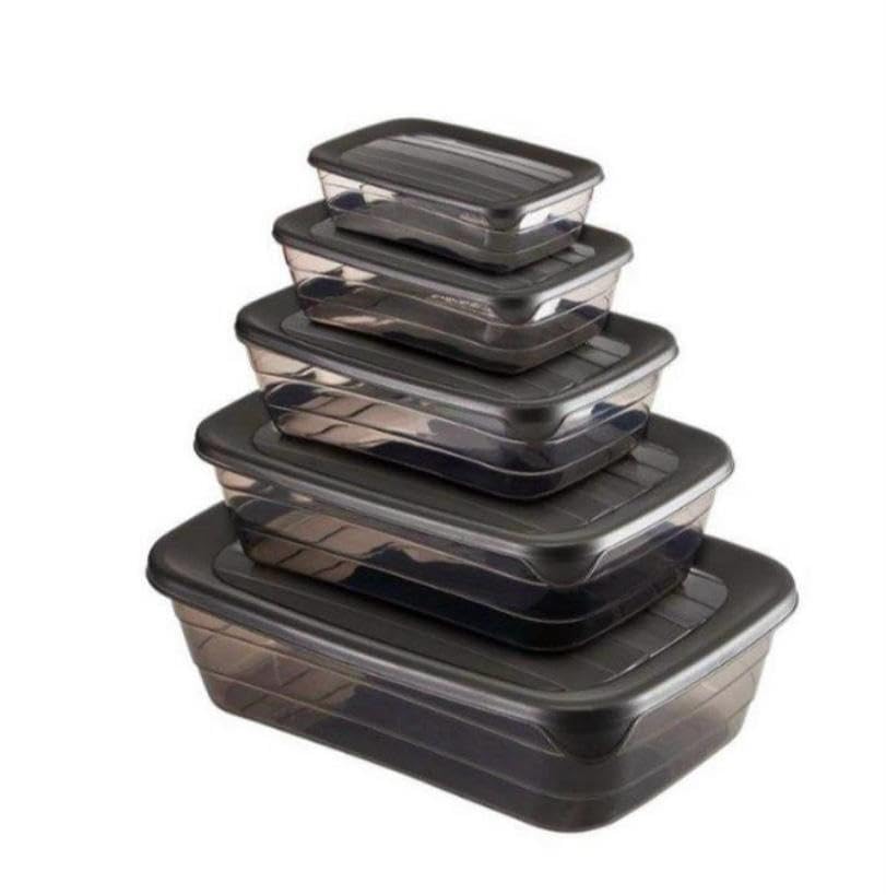 Max Plast Rectangle Food Container Set of 5 Different Sizes (250 - 500 - 900 -1500 -3000 ml ) - Multi Color