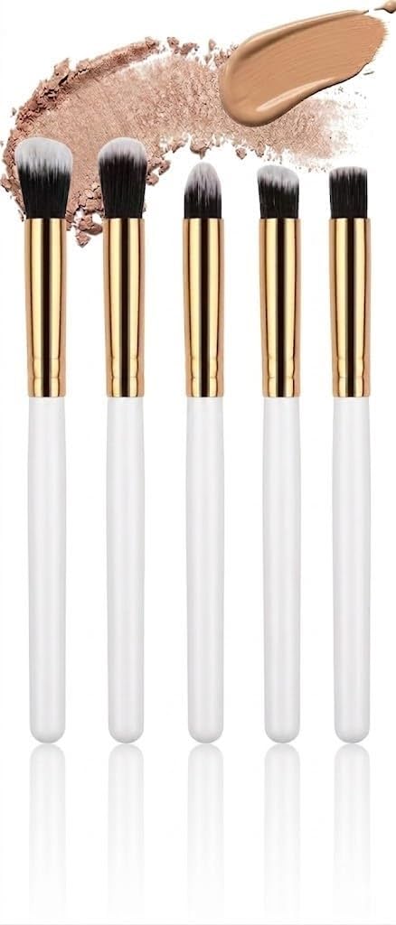 5 Pcs Professional Makeup Brush Set made of Synthetic Bristles with Ultra Soft Powder Brush set, Eyeshadow Brush for makeup (Pack of 5 -white color