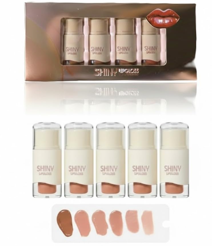 SHINY GLOWY UBE LIP GLOSS -JUICY COLOR -Hydrate, Glossy, Lightweight, Moisturize & Tint with Shea Butter SET-6COLORS