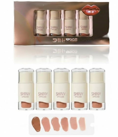 SHINY GLOWY UBE LIP GLOSS -JUICY COLOR -Hydrate, Glossy, Lightweight, Moisturize & Tint with Shea Butter SET-6COLORS