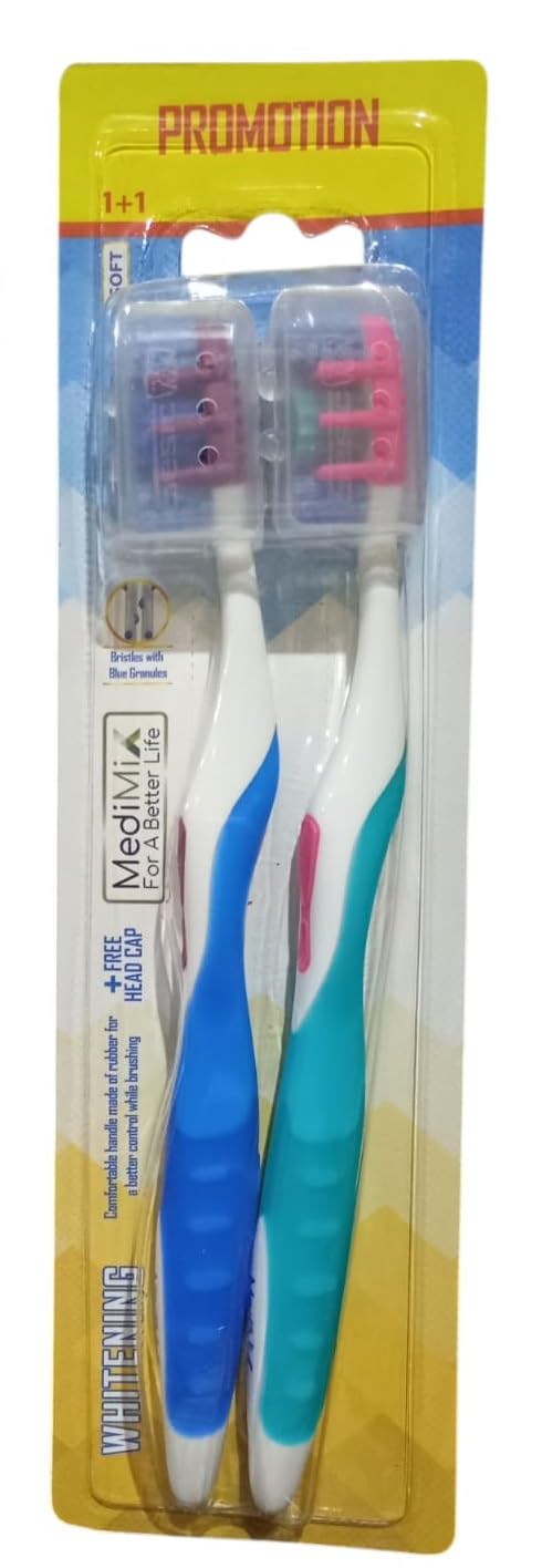 Show Your Smile with (Mada Mix) Soft Teeth Whitening Brush - Offer 2 Pieces + Free Head Cover
