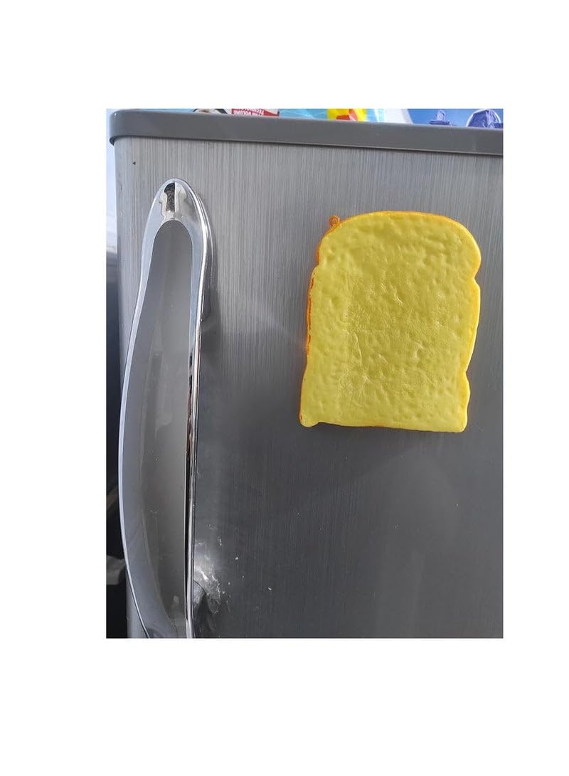 Real 3D Resin House Accessories Foods Freeze Magnets Sticker Refrigerator, Magnet Sticker Fake Bread Shapes, Slice Toast French Bread Fino, Batee and Patty Fridge Sticker Refrigerator (Slice Toast)