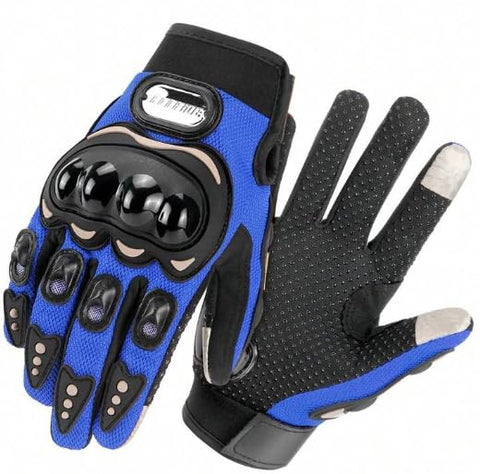 Pro Gear Motorcycle Gloves, Summer Breathable Protective Gear, Touch Screen Compatible, Off-Road Riding Gloves for Men Women, Black Blue