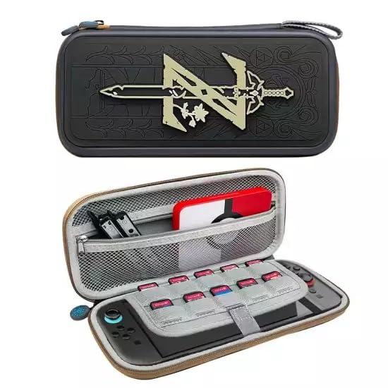 Energy Case Compatible with Generic The Legend of Zelda Carrying Case Grey | Durable Shockproof Handbag Compatible with Nintendo Switch 2 One Size