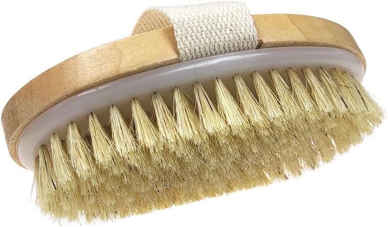 Natural Bristle Body Brush for Dry Brushing, Gentle Exfoliation and Skin Smoothing, Helps Improve Skin Appearance, Supports Circulation Feel, Spa Shower Body Care Tool