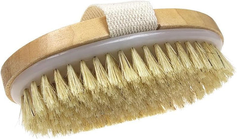 Natural Bristle Body Brush for Dry Brushing, Gentle Exfoliation and Skin Smoothing, Helps Improve Skin Appearance, Supports Circulation Feel, Spa Shower Body Care Tool