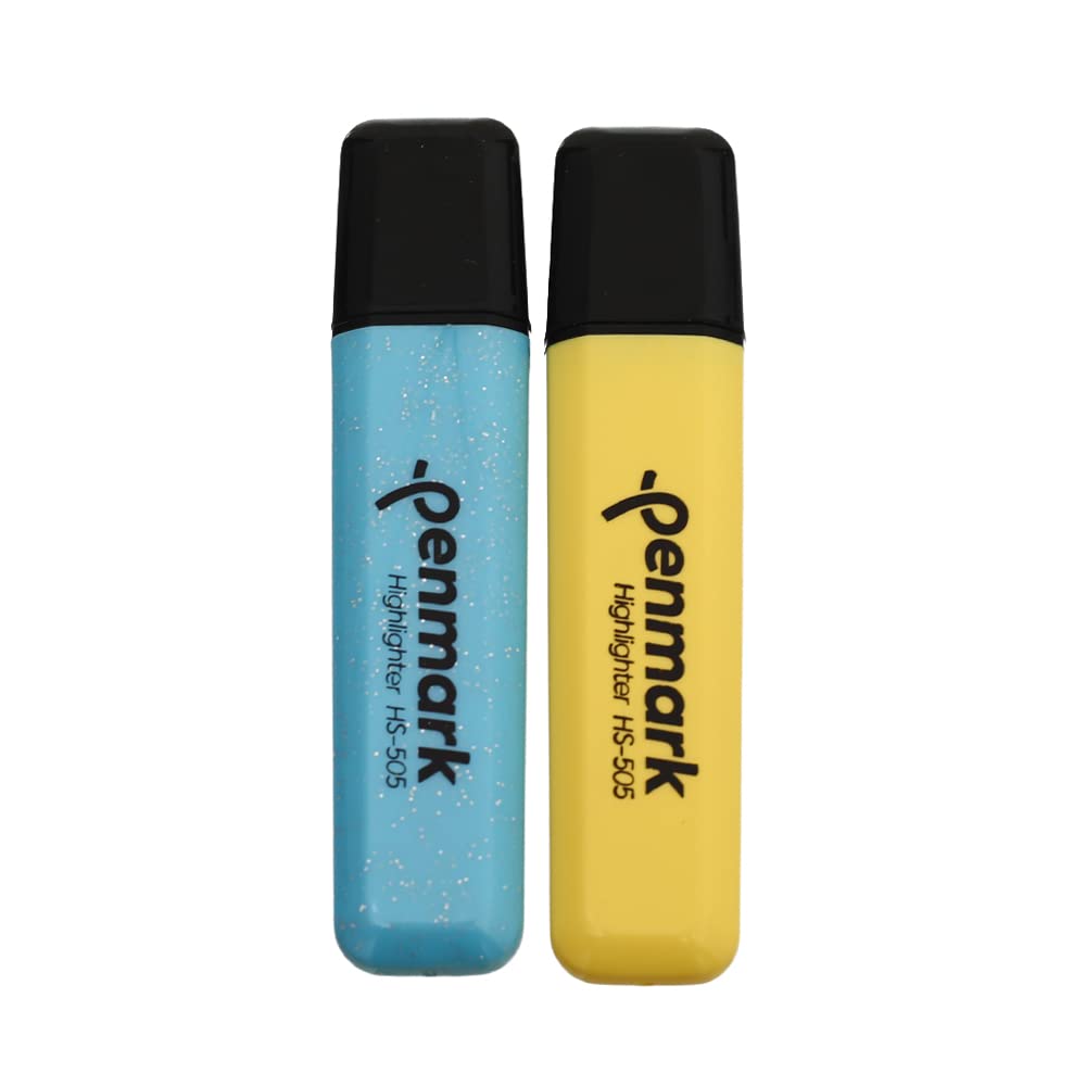 Penmark hs-505 high quality metallic permanent highlighter pen set of 2 pcs assorted color. - baby blue yellow