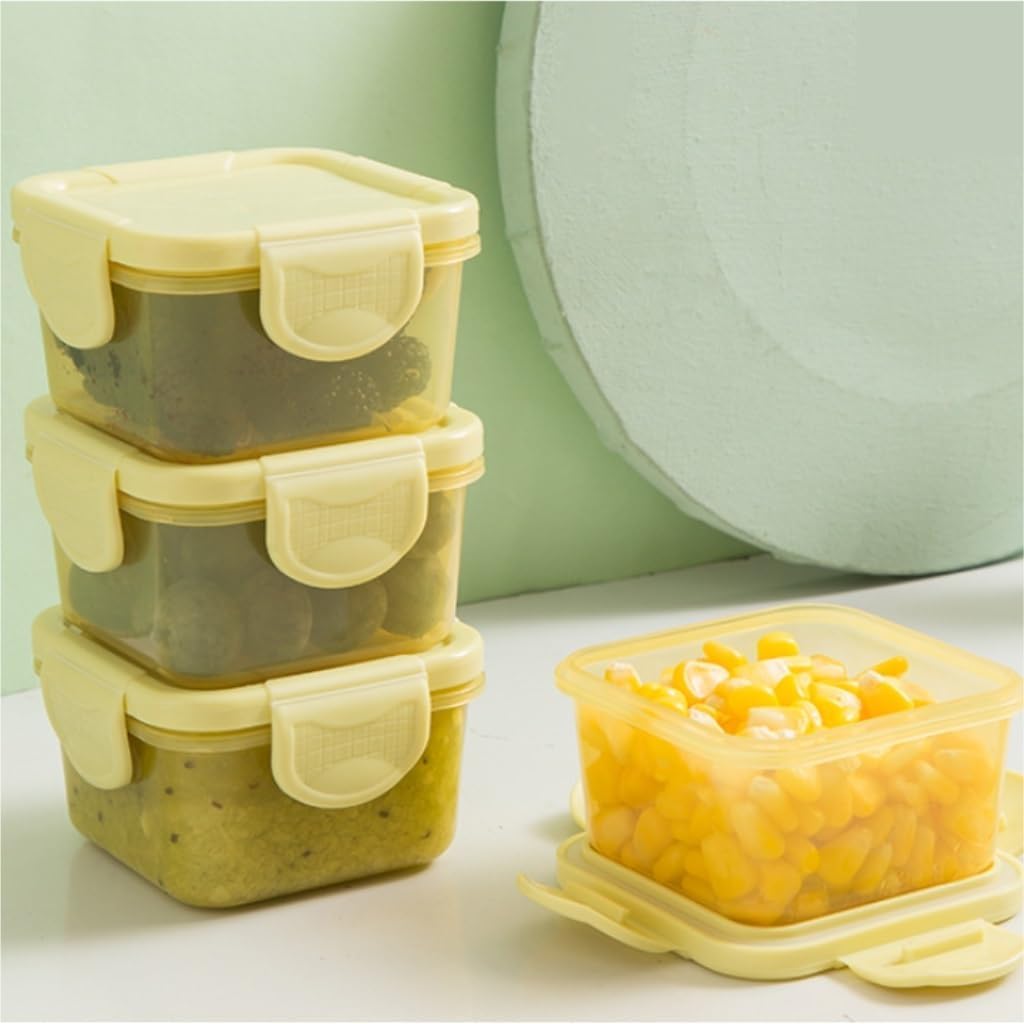 Mini Food Containers with Lid Sauce Pots Stackable Snack Boxes Mini Storage Boxes Sauce Dip Cups Sauce Containers Travel Condiment (Square 60ml - 4 Pieces)