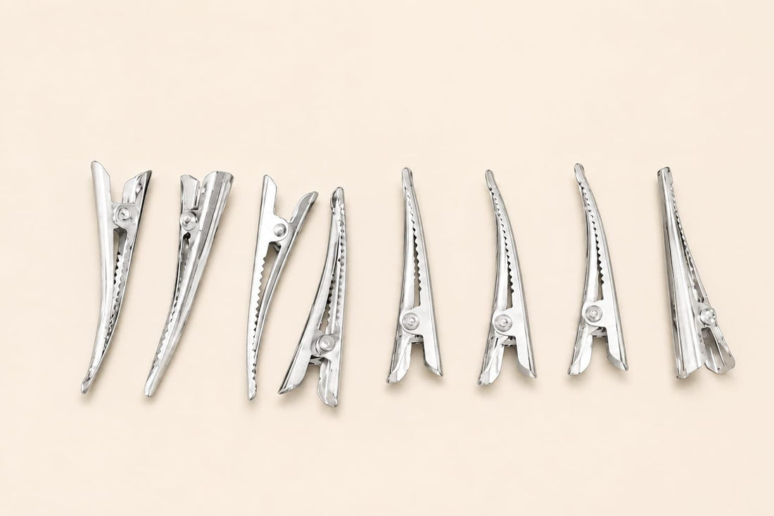 8 Piece Hair Bow Set Hair Styling Clips Large Size Silver Color for Women and Girls