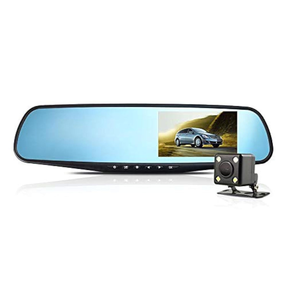 Toby's 4.3 Inch 1080HD Dash Cam Video Recorder Dual Lens Rear-view Mirror Car Camera DVR