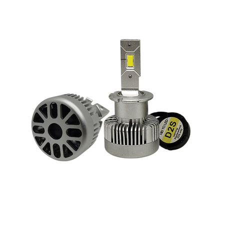 OK-LAND - D2S Series LED Car Headlight Bulb - Size | 11000 Lumens Per Piece | 6000K Bright White | Waterproof | Smart Cooling | Compatible with German Cars - 380% Power Increase
