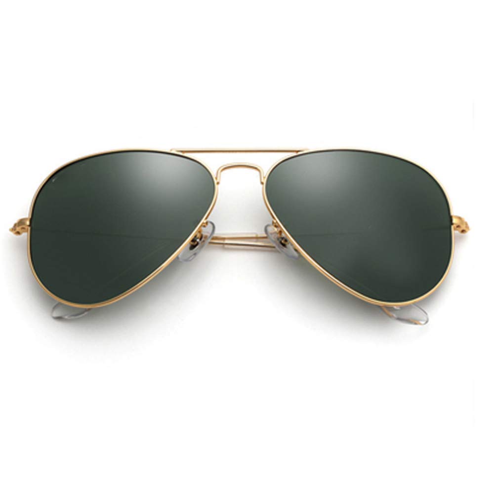 Arabest Men And Women Aviator Dark Green Fashion Sunglasses - Classic Large Frame Glass High-definition UV Protection Glasses, Black