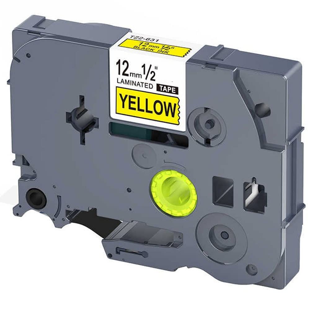 Tz-631 Laminated Label Tape for Brother Label Tape (Black on Yellow, 12mm)