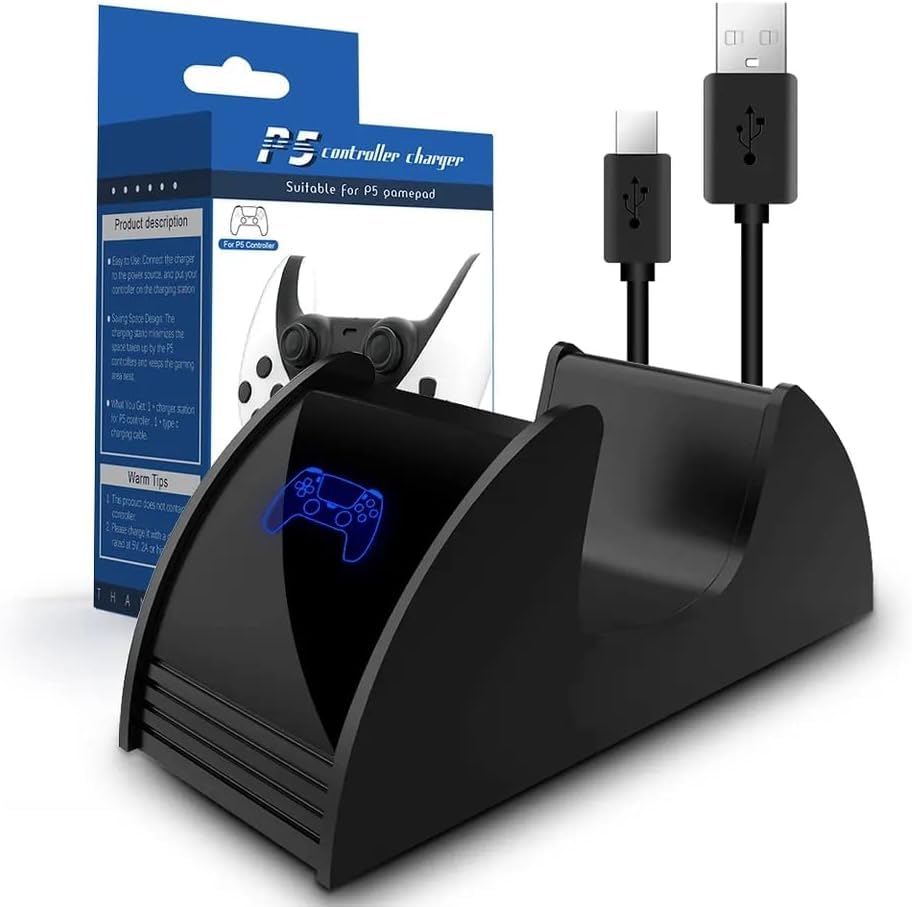 PS5 Charging Dock for Single PS5 Wireless Controller – LED Indicator, Sleek Design, Durable Build - Black