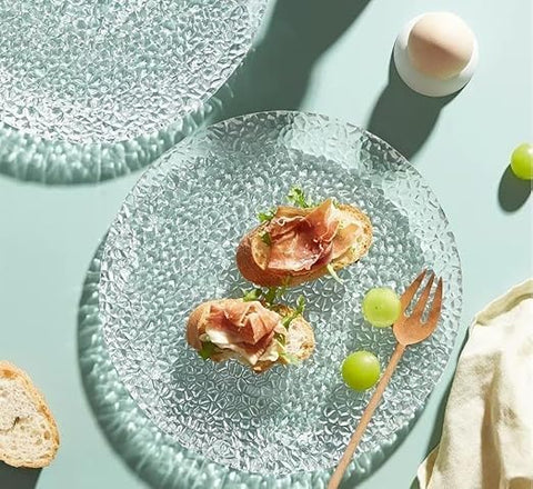 Triangle Glass Dinner and Serving Set - 18 Pieces (6 Large 27cm + 6 Medium 19cm + 6 Pieces Small 12cm) - Elegant Transparent Design for Hospitality and Daily Use (Sugar Fatefit)