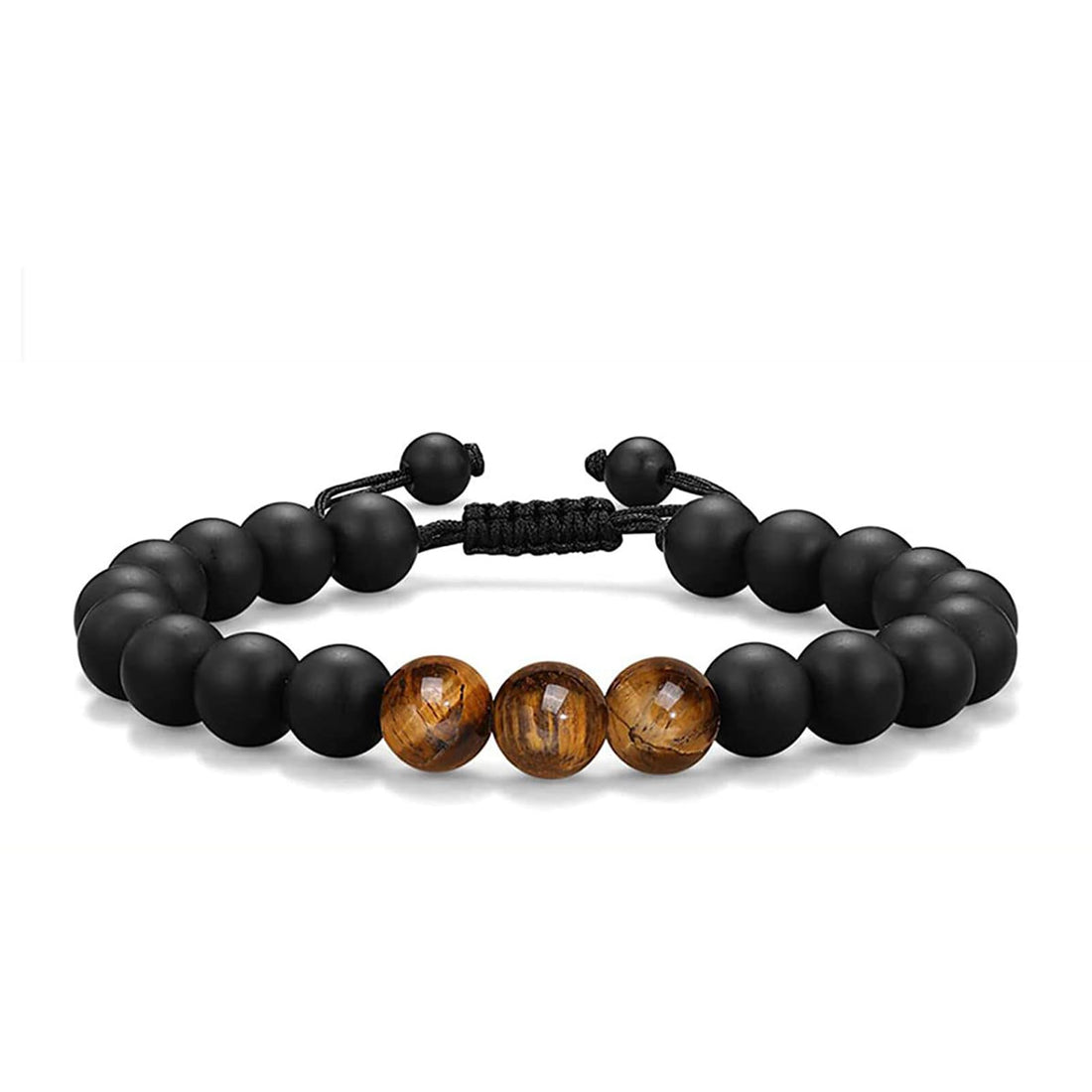 Mens Bracelets Gifts Tiger Eye Crystal Bracelet for Men Boys Personalised Triple Protection Beaded Bracelets for Men, Graduation Birthday Gifts for Him Dad Son Husband Brother, 5.9 inch